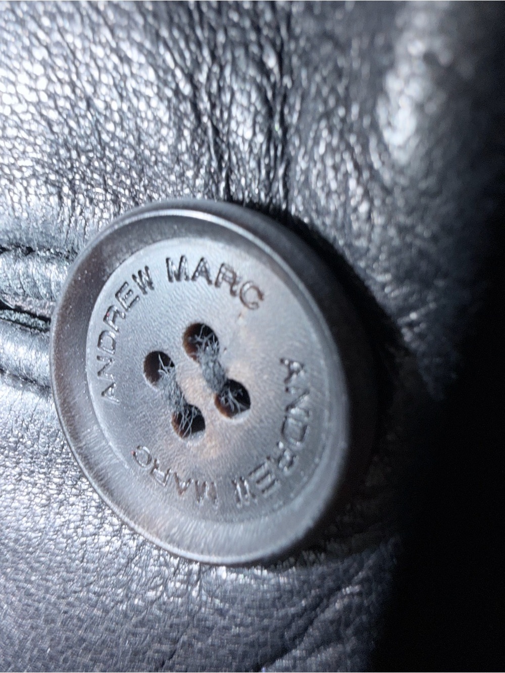 Rare Vintage Andrew Marc Black Long Leather Button-Front Coat - Picture 4 of 6
